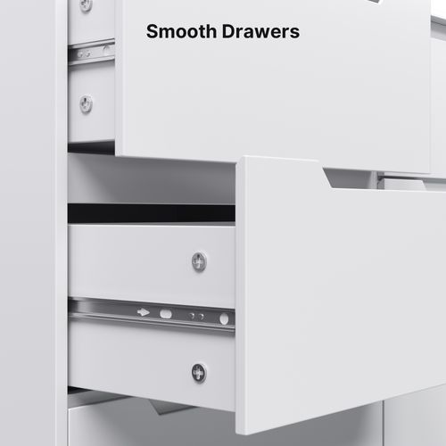 Commode 6 Tiroirs Chiffonnier Blanc 120 X 40 X 80 Cm