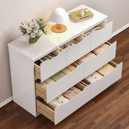 Commode 7 Tiroirs Chiffonnier Blanc 120 X 40 X 83 Cm