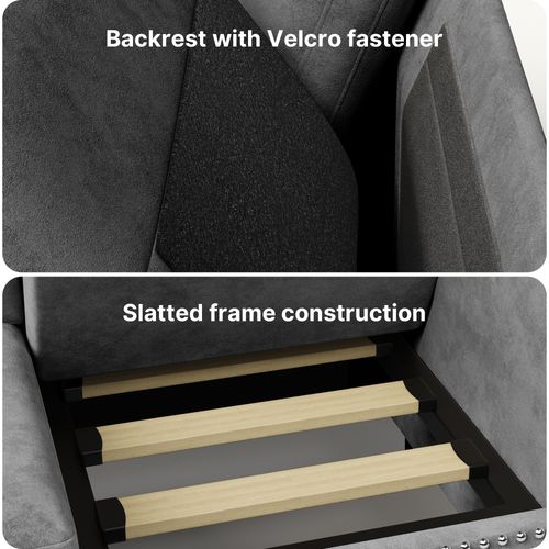 Canapé 2 Places Relax Tissu Gris Foncé，152 X 76 X 84 Cm