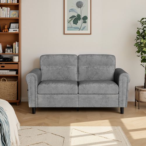 Canapé 2 Places Relax Tissu Gris Foncé，152 X 76 X 84 Cm