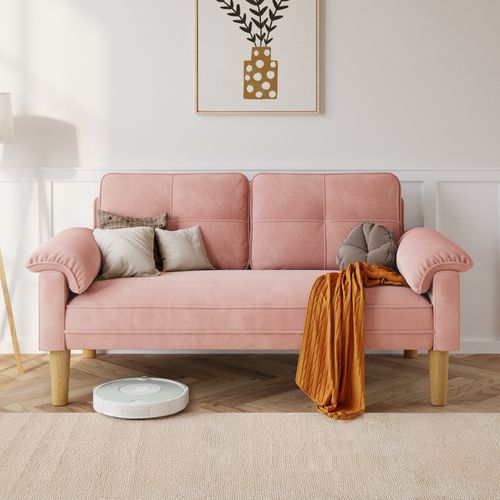 Canapé 2 Places Relax Tissu Rose，145 X 77 X 77 Cm