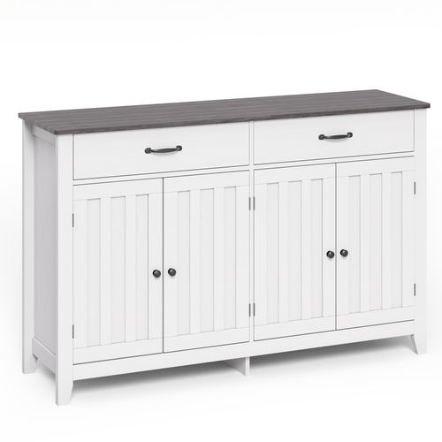 Buffet Cuisine Armoire De Cuisine Avec 4 Portes Et 2 Tiroirs Gris