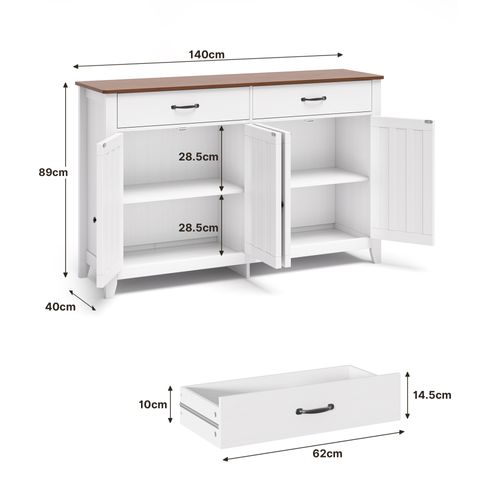 Buffet Cuisine Armoire De Cuisine Avec 4 Portes Et 2 Tiroirs Marron