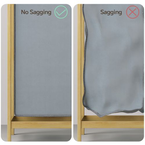 Panier à Linge Sale Bambou Avec 1 Étagère De Rangement 3 Sacs Amovibles En Tissu 94x33x78 Cm