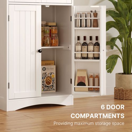 Buffet Haut 4 Portes 2 Tiroirs 60x30x170cm Blanc