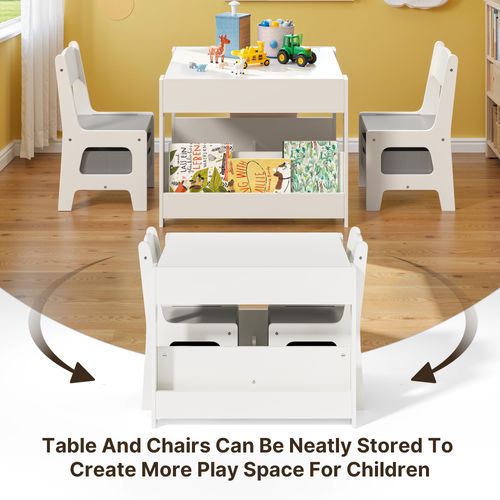 4 En 1 Table Enfant Avec 2 Chaises Et Plateau Double Face Et Tableau Noir Table Et Chaises Gris