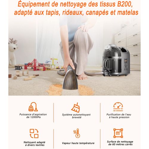 Nettoyeur Vapeur Canapé B200 1900w, 12000 Pa, Eau Et Poussière, Beige