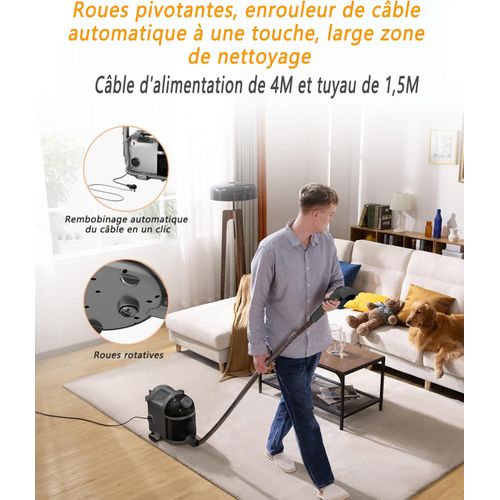 Nettoyeur Vapeur Canapé B200 1900w, 12000 Pa, Eau Et Poussière, Beige