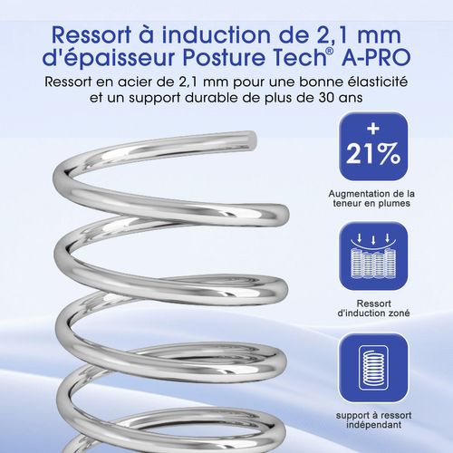 Matelas Ressorts 160×200 Cm, 7 Zones, Accueil Mémoire De Forme Epaisseur 22 Cm