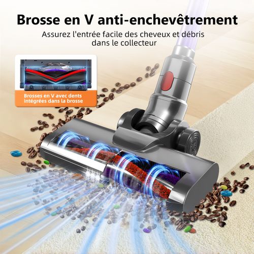 Aspirateur Balai Sans Fil Autonomie 50min,aspirateur Sans Fil Avec Brosse Éclairage LED,aspirateur B