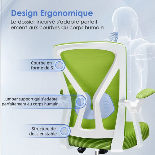 Chaise Bureau Accoudoir Pliable Fauteuil De Bureau Dossier Inclinable Hauteur Réglable Charge 150kg