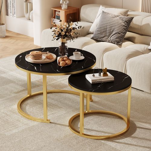 Table Basse Double Gigogne, Modulable, Résistante, Facile à Nettoyer, Idéale pour Divers Espaces