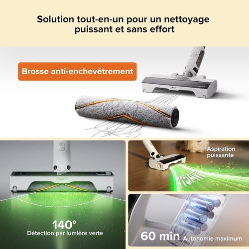 H60 Hub - Aspirateur Balai Sans Fil Avec Station De Vidage Automatique - Batterie Amovible 60 Min