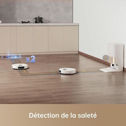 Aspirateur Robot Laveur  X40 Ultra Complete Avec Serpilliere à Détacher Et à Soulever, Nettoyage Ex