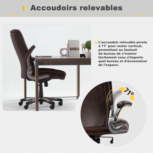 Chaise De Bureau Ergonomique Et Robuste, Charge Maximale 181 Kg, Marron