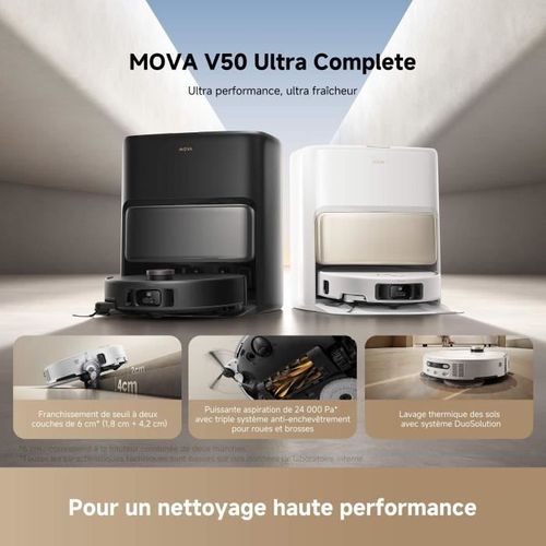 Robot Aspirateur Laveur V50 Ultra Complete - 24000pa - Lavage Thermique Avec Système Duosolution