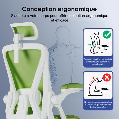 Chaise De Bureau, Siège Pivotant à 360°, Hauteur Réglable, Respirant