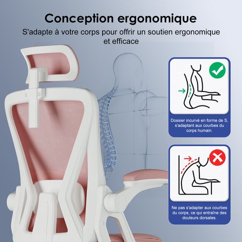 Chaise De Bureau, Siège Pivotant à 360°, Hauteur Réglable, Respirant, Gris Clair