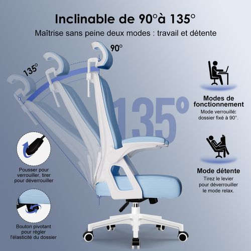 Chaise De Bureau, Siège Pivotant à 360°, Hauteur Réglable, Respirant, Vert