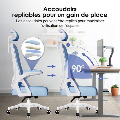 Chaise De Bureau, Siège Pivotant à 360°, Hauteur Réglable, Respirant, Vert