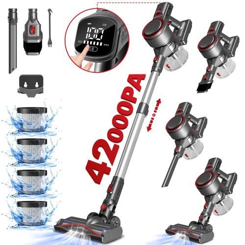 Aspirateur Balai Sans Fil 42 Kpa, 50 Min D'autonomie, 2 Vitesses, 1.3l Capacité, Anti-emmêlement