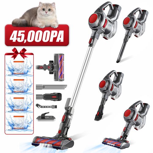 Aspirateur Balai Sans Fil 45 Kpa, 50 Min D'autonomie, 2 Vitesses, 1.3l Capacité, Anti-emmêlement