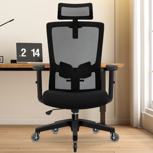 Fauteuil De Bureau, Accoudoirs Réglables, Hauteur Réglable, Noir