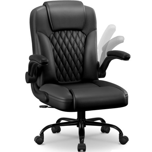 Fauteuil De Bureau, Inclinable 90°à 120°,accoudoirs Pliable,charge 150kg, Noir