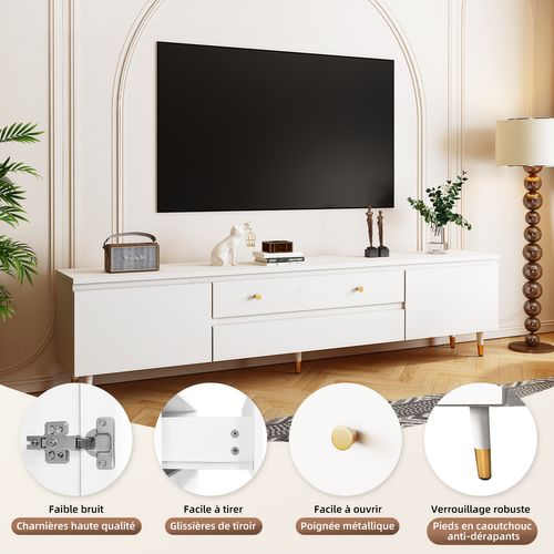 Meuble TV, 175 Cm De Longueur, Pouvant Être Posé Au Sol Ou Fixé Au Mur.