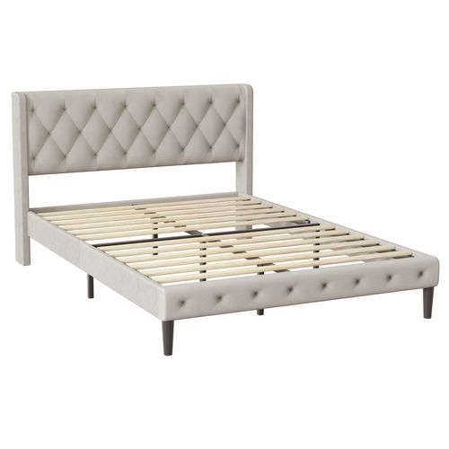 Lit 140x200 Cm, Cadre De Lit，lit Double, Bois + Métal, Support Solide