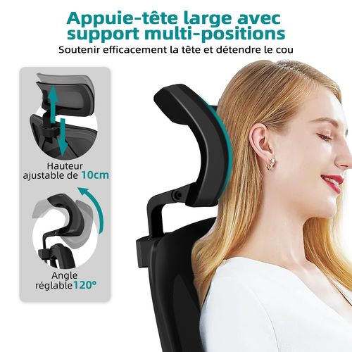 Fauteuil De Bureau, Inclinable Verrouillable De 90° à 135°, Accoudoirs Réglables, Charge 200 Kg