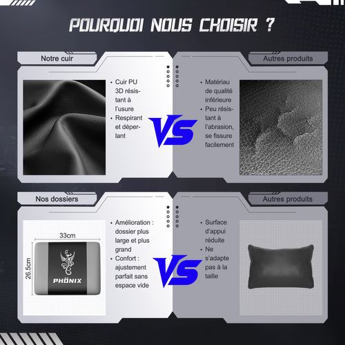 Chaise Gaming, Fauteuil Gamer Inclinable De 90° à 165°, Hauteur Réglable, Confortable - Gris