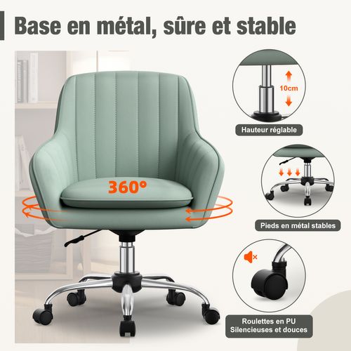 Fauteuil De Bureau, Hauteur Réglable, Rotation à 360°, Charge 150kg，turquoise