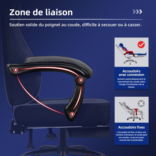 Chaise Gaming,fauteuil Gamer Avec Coussin Lombaire Et Repose-pieds,charge 150kg,noir-gris