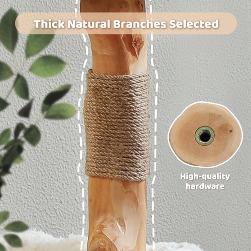 Arbre à Chat Moderne En Rotin Et Bois Naturel 104 Cm