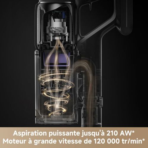 Aspirateur Balai Sans Fil -  Z10 - 210aw - Filtration 99,99% Hepa H14 - Détection Poussière