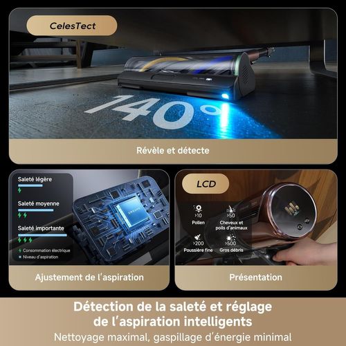 V30 - Aspirateur Balai Sans Fil - Nettoyage Des Bords à 0 Mm - Puissance 330 Aw - Filtration à 99,9