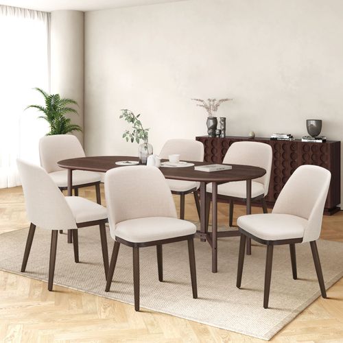 Lot De 2 Chaises De Salle à Manger – Chaises Design En Tissu Avec Pieds En Bois Massif, Beige
