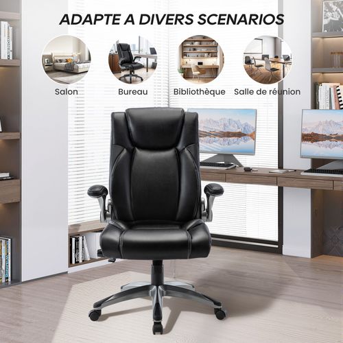 Chaise De Bureau Ergonomique Pivotante, Fauteuil De Direction, Capacité 150 Kg, Noir
