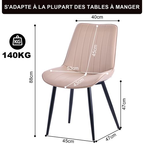 Lot De 4 Chaises Salle à Manger, Idéal Pour Le Salon Ou La Cuisine — Dimensions 53x62.5x34cm