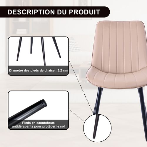 Lot De 4 Chaises Salle à Manger, Idéal Pour Le Salon Ou La Cuisine — Dimensions 53x62.5x34cm