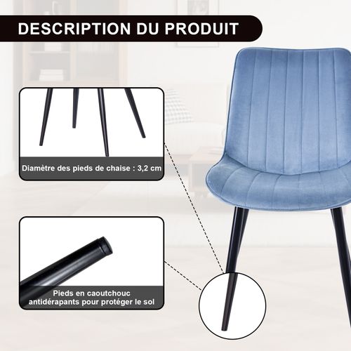 Lot De 4 Chaises Salle à Manger, Idéal Pour Le Salon Ou La Cuisine — Dimensions 53x62.5x38cm