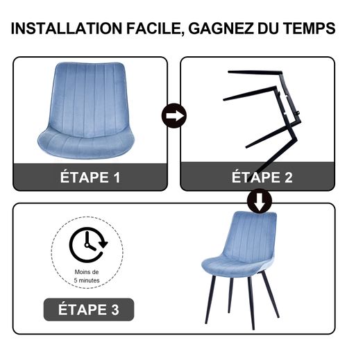 Lot De 4 Chaises Salle à Manger, Idéal Pour Le Salon Ou La Cuisine — Dimensions 53x62.5x38cm