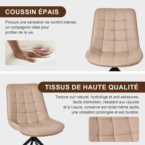 Lot De 4 Chaises Salle à Manger Et Cuisine, Salon/bureau – Confort 53×62×85,5cm – 360°-Brun