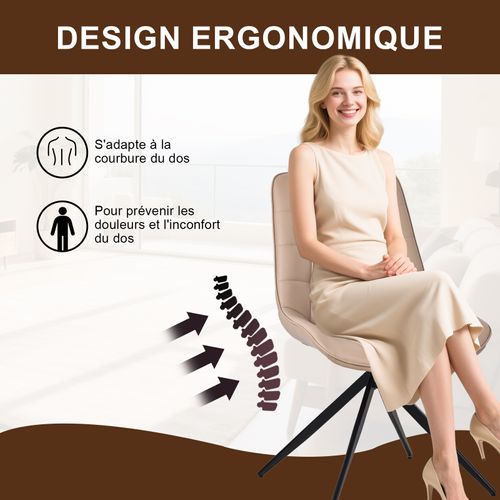 Lot De 4 Chaises Salle à Manger Et Cuisine, Salon/bureau – Confort 53×62×85,5cm – 360°-Brun