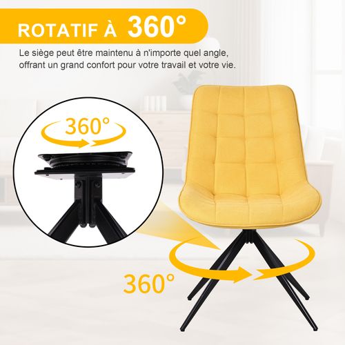 Lot De 4 Chaises Salle à Manger Et Cuisine, Salon/bureau – Confort 53×62×85,5cm – 360°-Jaune