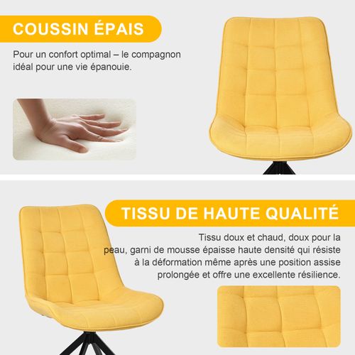 Lot De 4 Chaises Salle à Manger Et Cuisine, Salon/bureau – Confort 53×62×85,5cm – 360°-Jaune