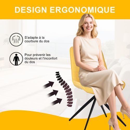 Lot De 4 Chaises Salle à Manger Et Cuisine, Salon/bureau – Confort 53×62×85,5cm – 360°-Jaune