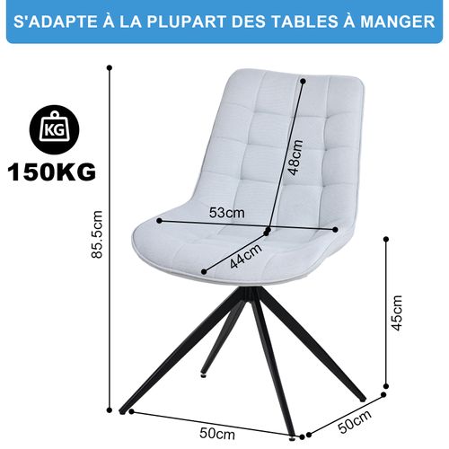 Lot De 4 Chaises Salle à Manger Et Cuisine, Salon/bureau – Confort 53×62×85,5cm – 360°-Bleu