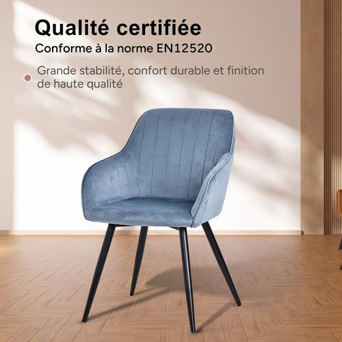 Lot De 4 Chaises Salle à Manger Et Cuisine, Bureau – Confortable 58×63×81cm-Bleu